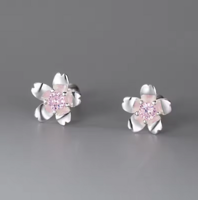 ピンク桜フラワースタッドピアス