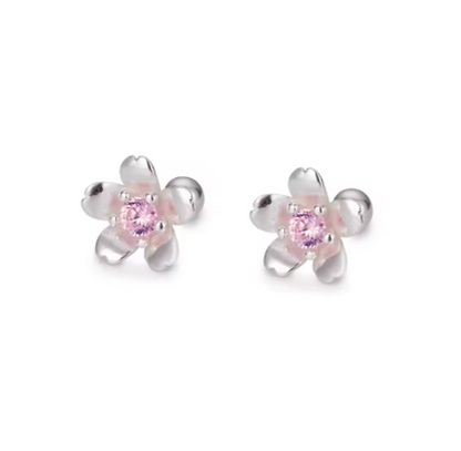 ピンク桜フラワースタッドピアス