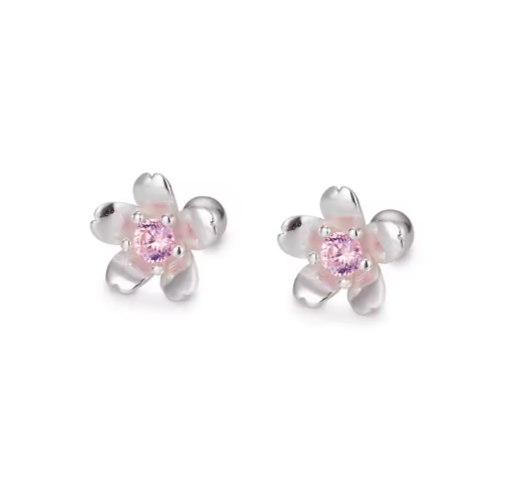 ピンク桜フラワースタッドピアス