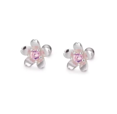 ピンク桜フラワースタッドピアス