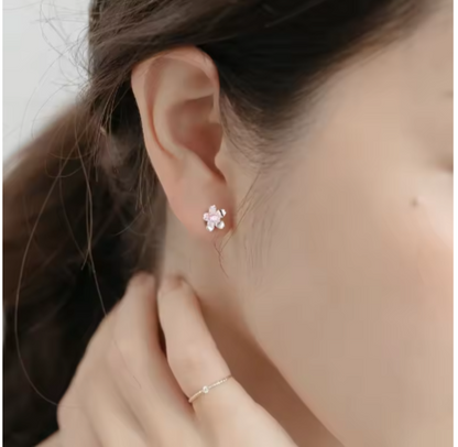 ピンク桜フラワースタッドピアス