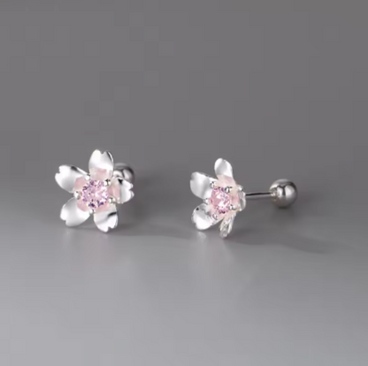 ピンク桜フラワースタッドピアス